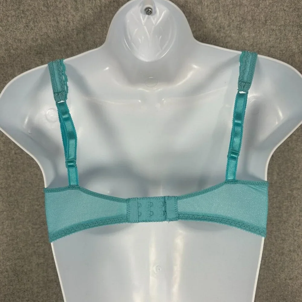 New Vintage Warners 34D Womens Bra Blue Sheer‎ 1516 Adjustable Underwire
